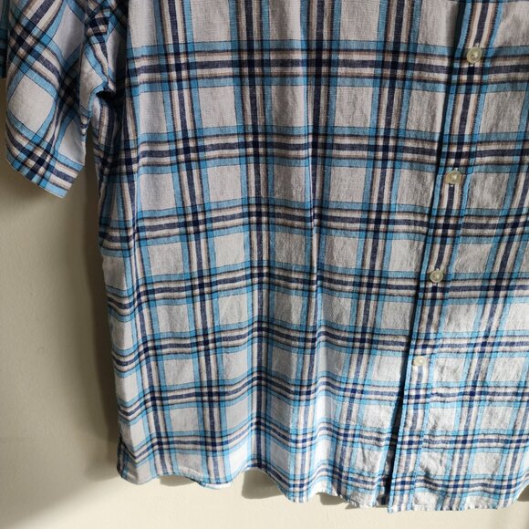XXL Linen Cotton Shirt Blue Check White Multicolor Jos A Bank New Nwt Mens Size - Picture 7 of 17